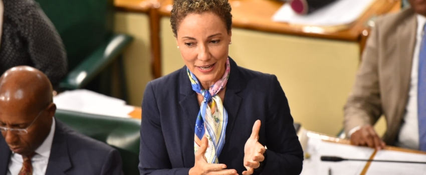 Minister of Foreign Affairs and Foreign Trade, Senator the Hon. Kamina Johnson Smith, addresses a recent sitting of the Senate.