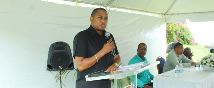 Minister of Agriculture, Fisheries and Mining, Hon. Floyd Green, speaking at the Handover Ceremony for the Fishers Relief Programme on June 20, at the LeCoast Inn in Alligator Pond, Manchester.  