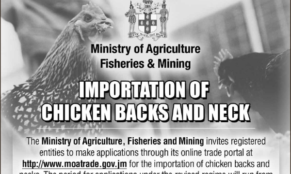 Importation of Chicken Backs and Necks Advert