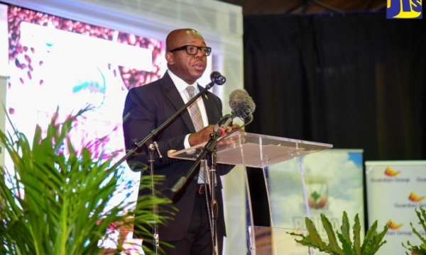 Minister of Agriculture and Fisheries, Hon. Pearnel Charles Jr., addresses a ‘Coffee Farmers’ Trade Day’ Expo at the University of Technology (UTech), on March 14.