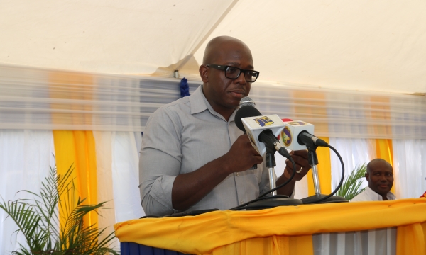 Minister of Agriculture and Fisheries, Hon. Pearnel Charles Jr. addresses the launch of the Hague Agricultural and Industrial Show in Falmouth, Trelawny, on February 8.