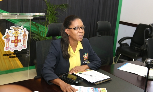 Mrs. Karen Barrett Christie, Entomologist-Identifier at the Ministry of Agriculture and Fisheries’ Plant Quarantine and Plant Inspection Branch (PQPI), speaking at the Fresh Produce Exporters’ Forum on Tuesday, February 14, 2023.
