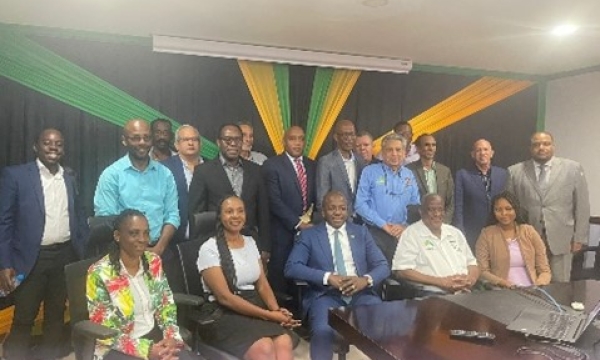 Board Chairpersons of the Ministry and Agriculture and Fisheries, surround portfolio Minister Pearnel Charles Jr. and State Minister Franklyn Witter, after the Board of Chairpersons meeting which was convened at the ministry’s head office. 